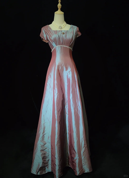 Robe de bal élégante, coupe trapèze, col carré, plissée, robe de soirée, robe de gala, robe de soirée d'affaires, D2421