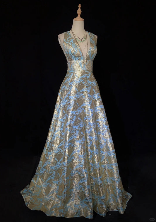 Superbe robe de bal à col en V, longueur au sol, robe de soirée, robe de gala, robe de dîner d'affaires D2426
