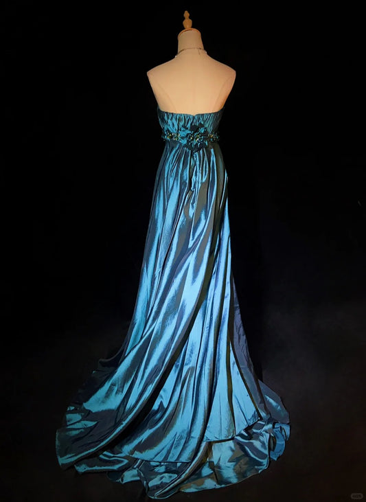 Superbe robe de bal trapèze bustier plissée à fleurs, longue robe de soirée, robe de gala, robe de dîner d'affaires D2428