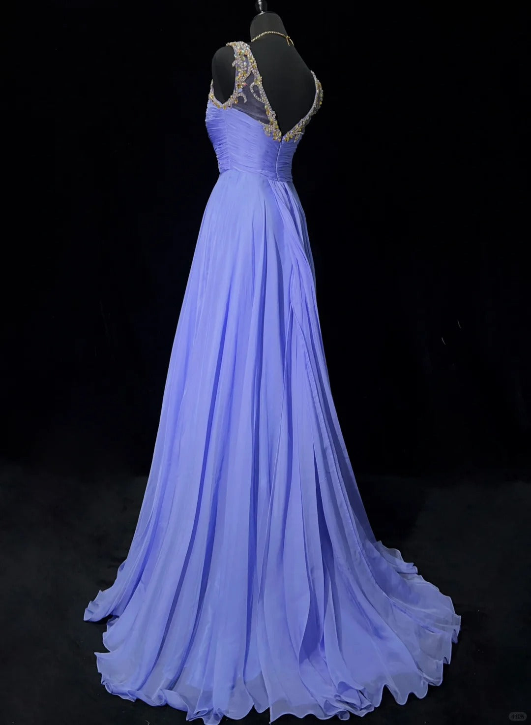 Gorgeous Prom Dress A Line V-neck Crystal Pleated Evening Dress Prom Gown Gala Dress Business Dinner Dress  D2438