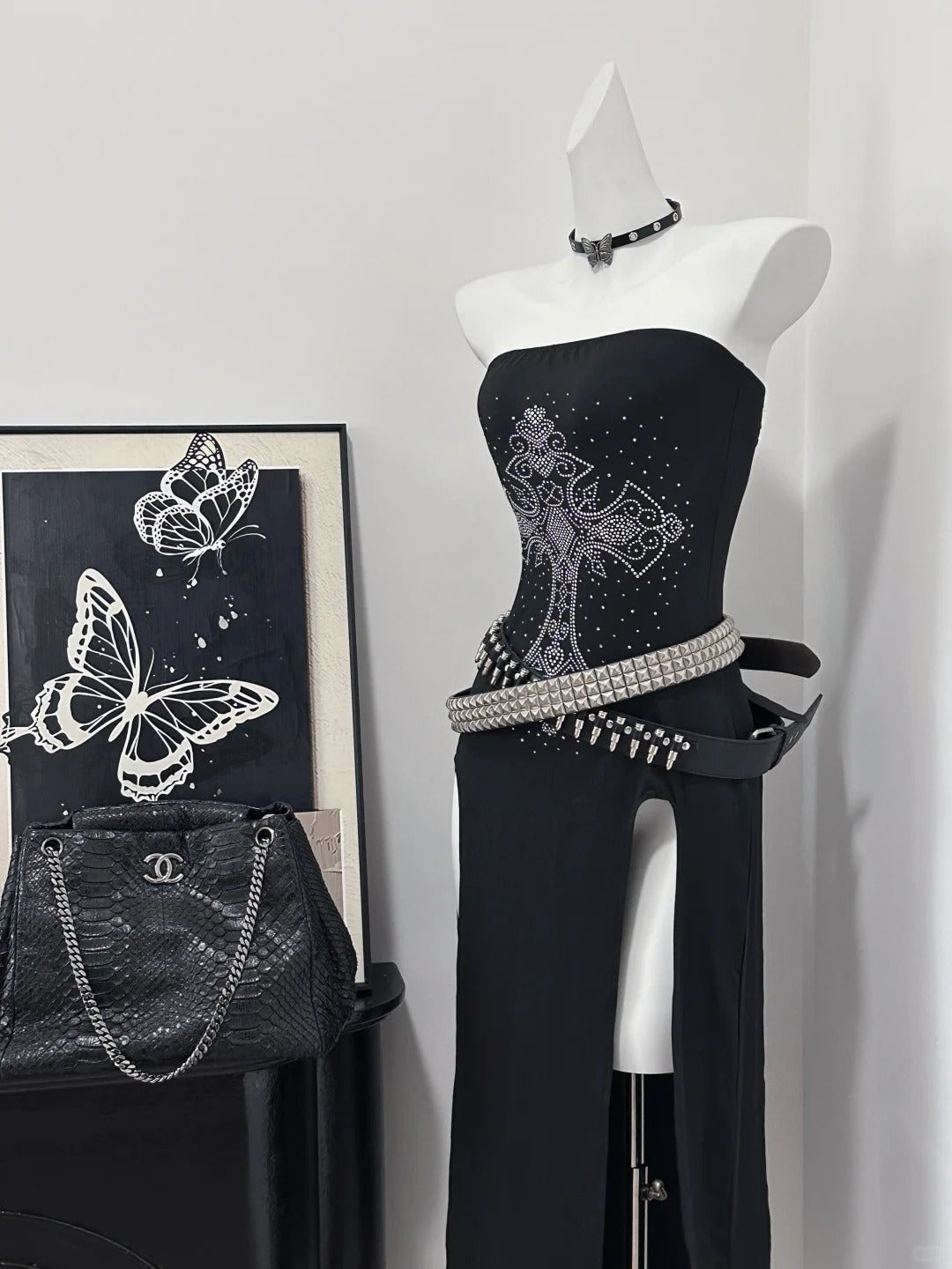 Sexy Prom Dress Strapless Long Black Dress Birthday Party Dress Halloween Custome Dress D2455