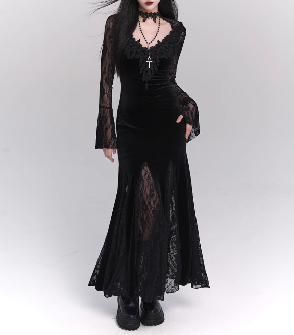 2025 Halloween Costume Women Teenage Girl Dress Long Sleeves Gothic Dress Party Dress D2457