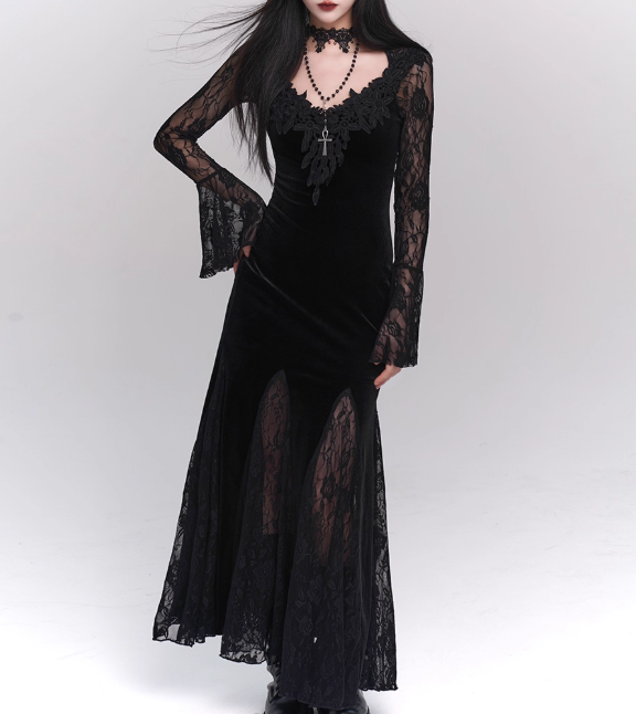2025 Halloween Costume Women Teenage Girl Dress Long Sleeves Gothic Dress Party Dress D2457