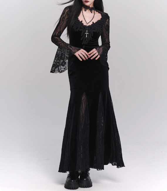 2025 Halloween Costume Women Teenage Girl Dress Long Sleeves Gothic Dress Party Dress D2457