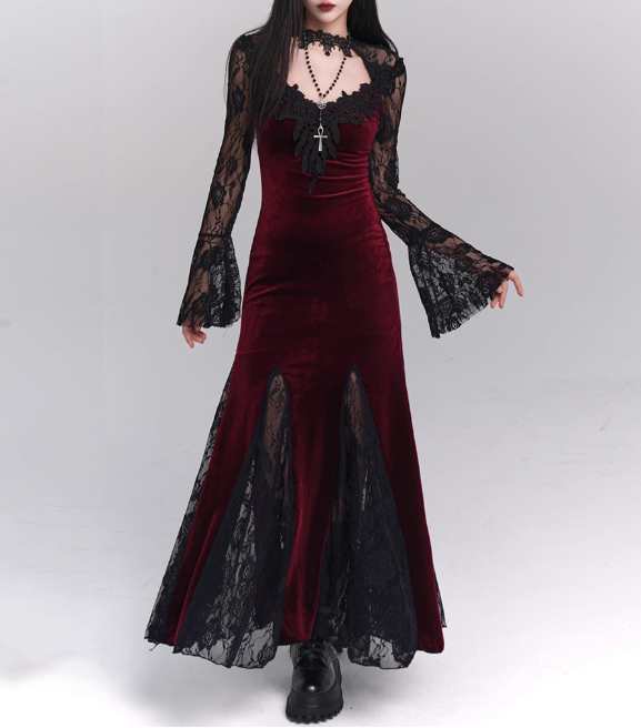 2025 Halloween Costume Women Teenage Girl Dress Long Sleeves Gothic Dress Party Dress D2457