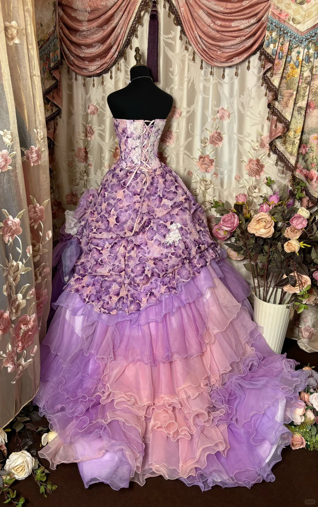 Sweet Ball Gown Strapless Tiered Prom Dress Evening Dress Quinceanera Dress Party Dress D2467