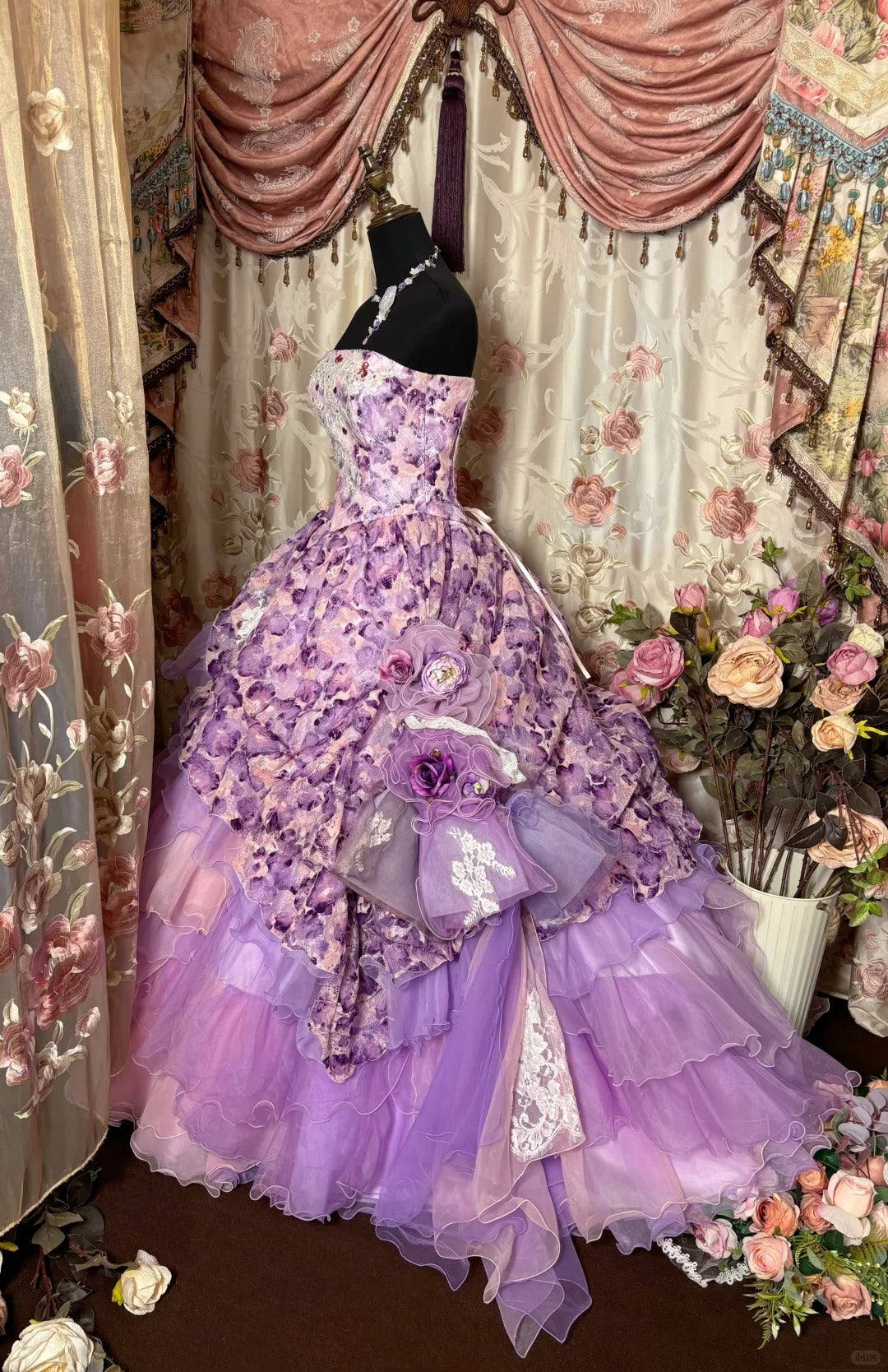 Sweet Ball Gown Strapless Tiered Prom Dress Evening Dress Quinceanera Dress Party Dress D2467