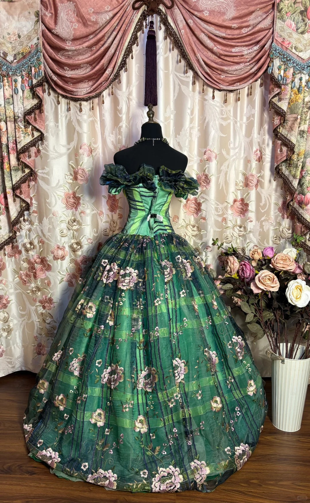 Pretty Prom Dress Off Shoulder Flower Ball Gown Evening Dress Gala Dress D2494