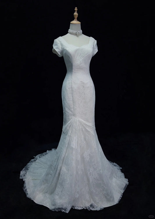 Elegantes Brautkleid mit quadratischem Ausschnitt, Meerjungfrau-Abschlussballkleid, Abendkleid, Galakleid D2501