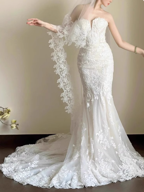 Beauty Brautkleid Sweetheart Spitze Meerjungfrau Ballkleid Abendkleid Galakleid D2502