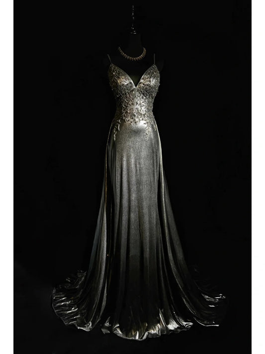 Atemberaubendes Ballkleid A-Linie V-Ausschnitt Ballkleid Abendkleid Galakleid Business-Dinnerkleid D2504