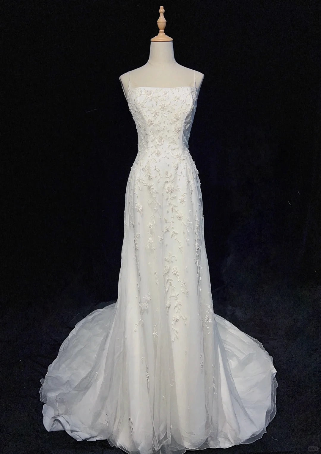 Robe de mariée élégante à bretelles spaghetti, robe de bal, robe de soirée, robe de gala D2512