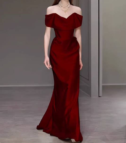 Charmante robe de bal à épaules dénudées, longueur au sol, robe de soirée, robe de gala D2525