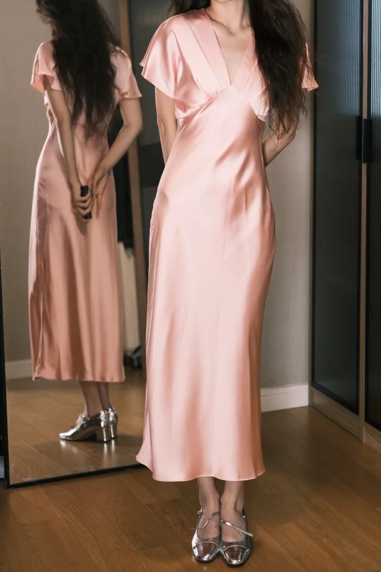 Robe de bal élégante, coupe trapèze, col en V, robe de soirée, robe de gala, D2559