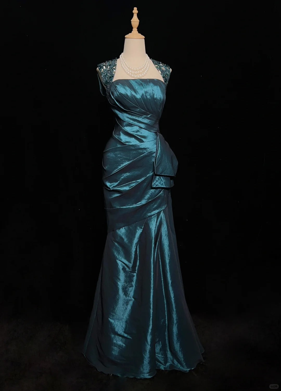 Robe de bal élégante dos nu plissée style sirène, robe de soirée, robe de gala D2561