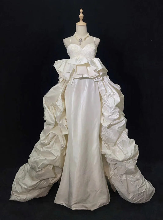 Jolie robe de bal plissée en cœur, robe de soirée, robe de gala, robe de mariée D2562