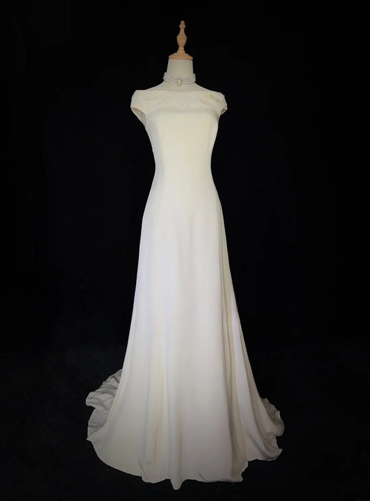 Robe de bal élégante, coupe trapèze, avec perles, robe de soirée, robe de gala, D2566