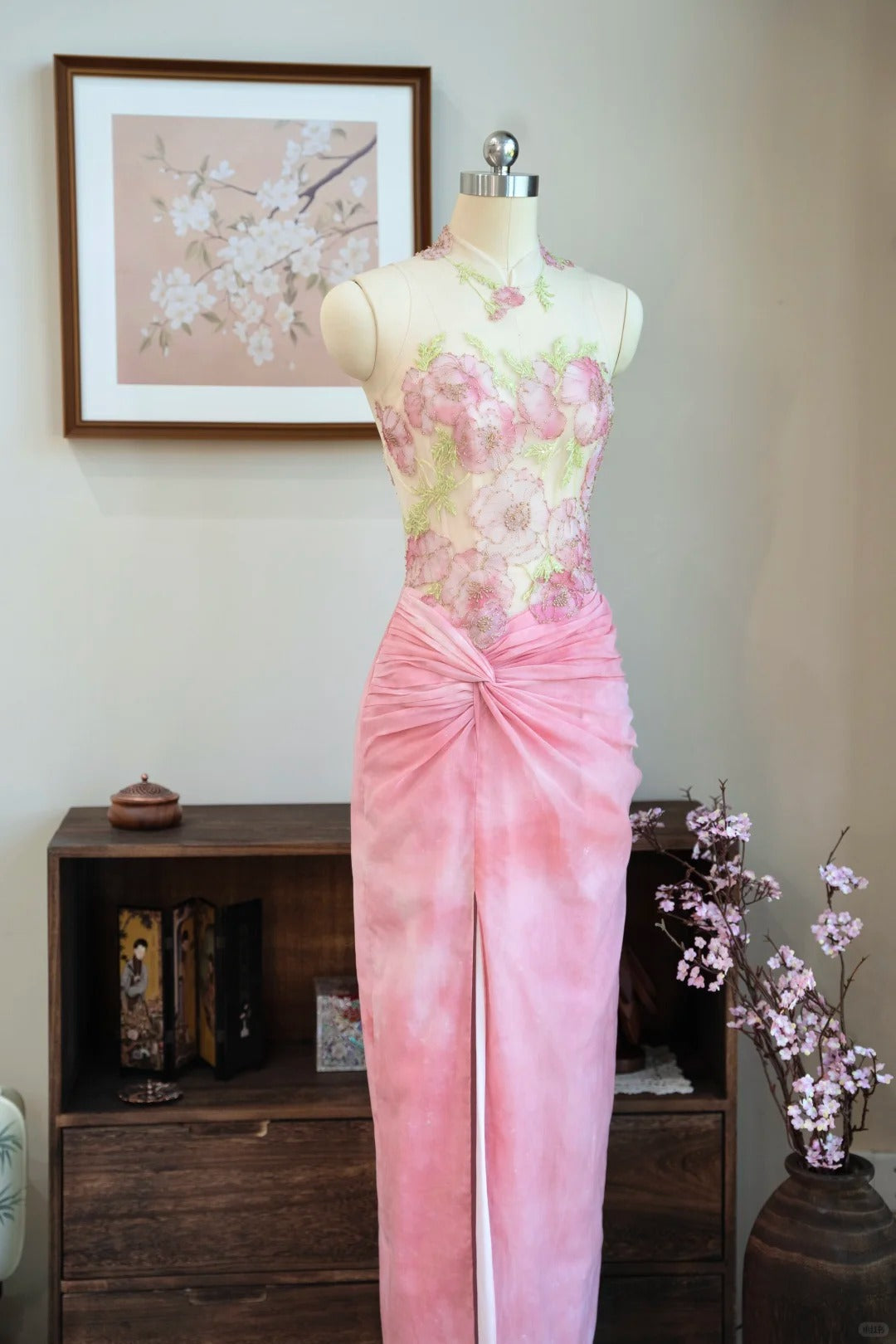 Sweet Prom Dress Flower Pleated Split Prom Gown Evening Dresses Gala Dress Party Dress D2571