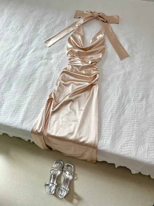 Sexy Ballkleid Neckholder Split Ballkleid Abendkleid Partykleid D2585