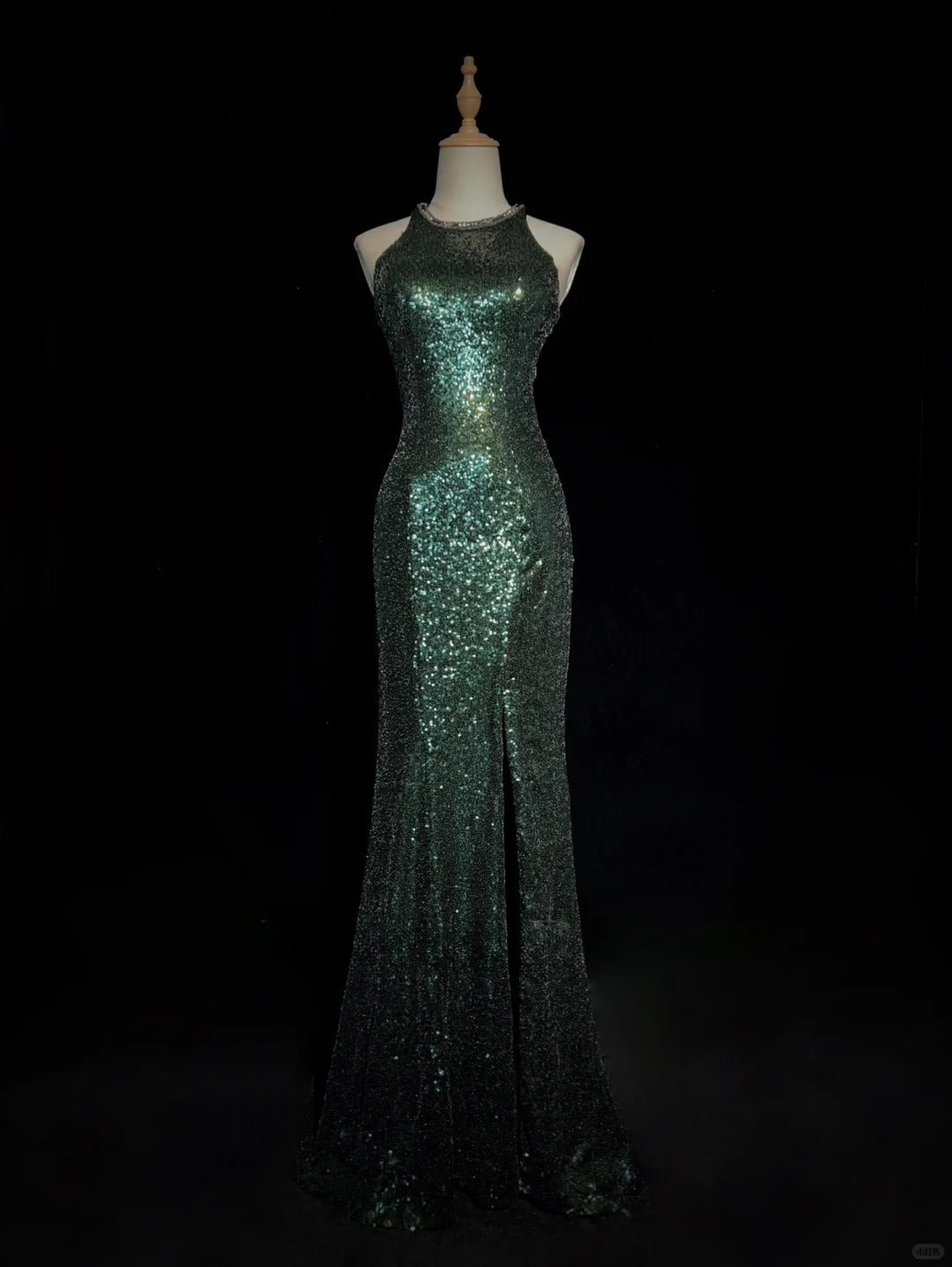Shiny Prom Dress Crew Neck Sequins Slit Prom Dress Birthday Party Dress Evening Dresses D2594