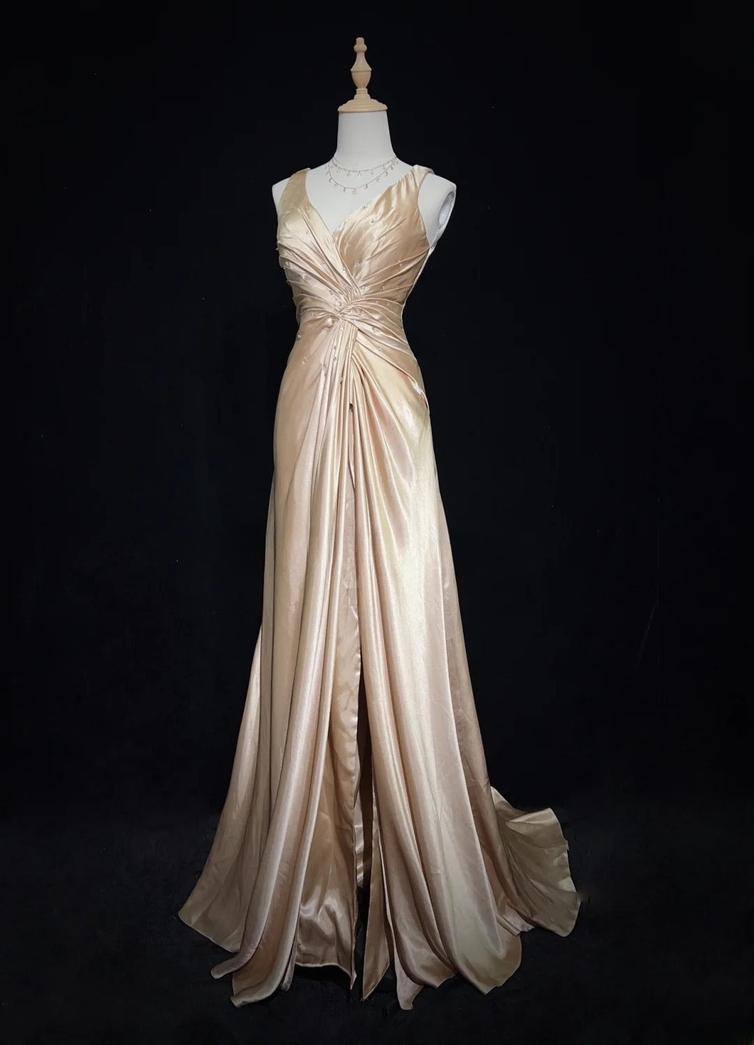 Elegant Prom Dress V-neck Sequins Pleated Prom Gown Birthday Party Dress Evening Dresses D2595