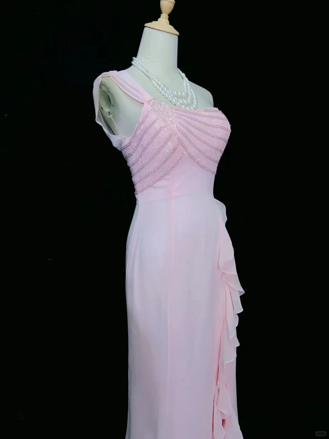 Süßes Ballkleid mit einer Schulter und Rüschenschlitz, Ballkleid, Galakleid, Abendkleider D2599