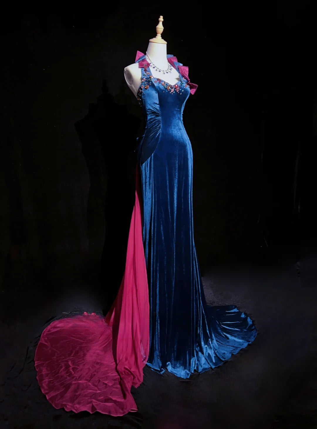 Robe de bal élégante dos nu en cristal, robe de soirée, robe de bal D2604