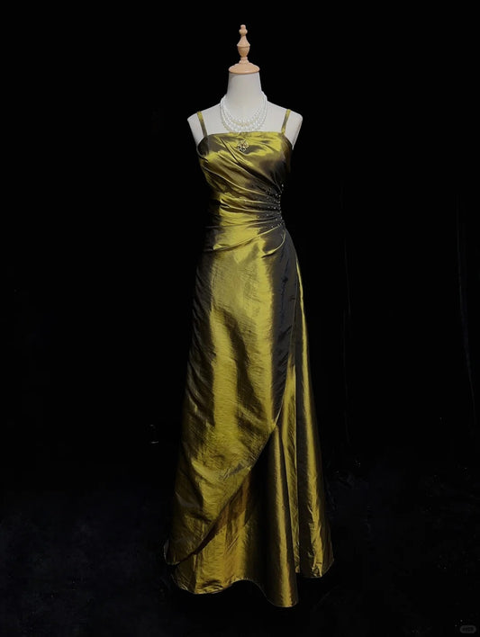 Robe de bal élégante à bretelles spaghetti et plissée, robe de soirée de gala, robe de bal D2608