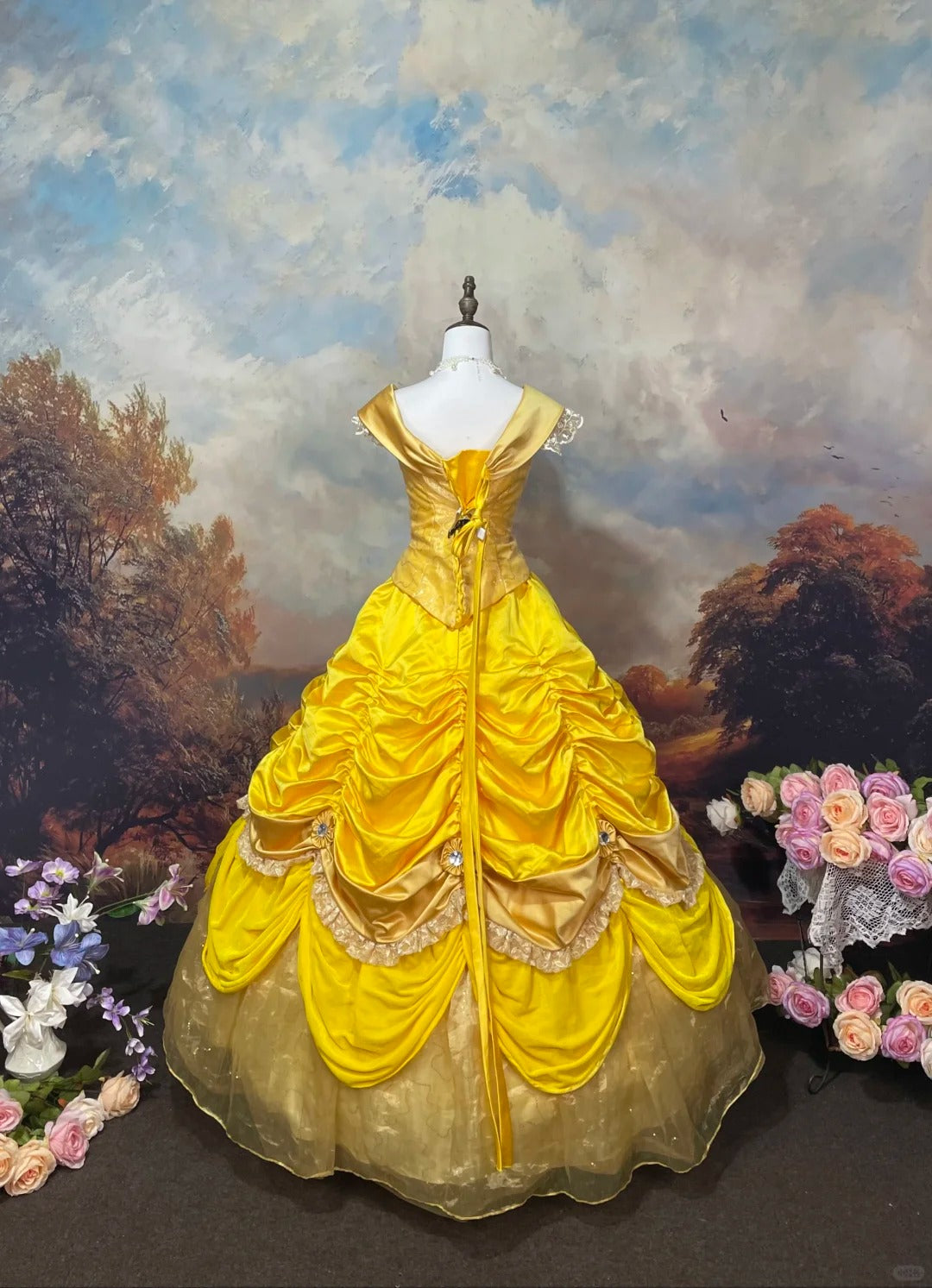 Sweet Prom Dress Yellow Pleated Tiered Evening Dress Ball Gown Quinceanera Dresses D2623