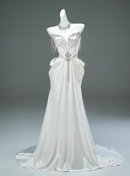 Superbe robe de bal bustier en cristal, robe de soirée, robe de gala, robe de soirée D2624