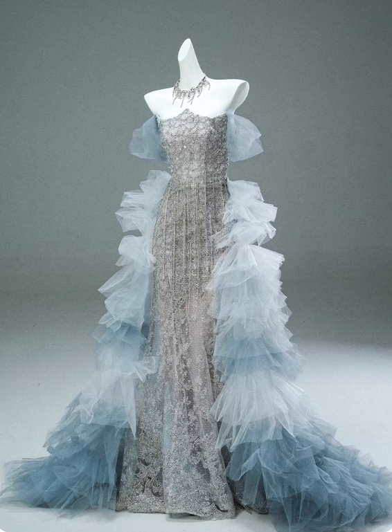 Shiny Prom Dress Strapless Tulle Prom Gown Gala Dress Evening Dress D2634
