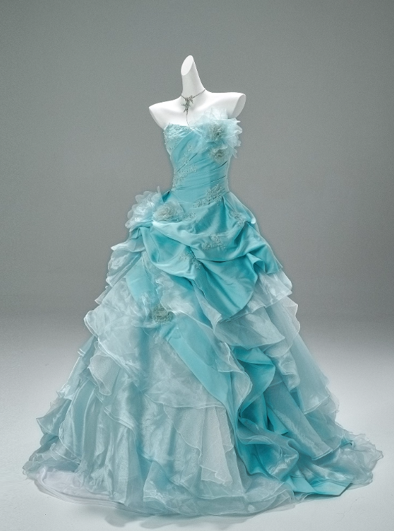 Sweet Prom Dress Strapless Ruffle Tiered Ball Gown Gala Dress Evening Dress Quinceanera Dresses D2637