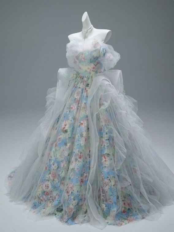 Pretty Prom Dress Off Shoulder Tulle Print Ball Gown Evening Dress Sweet 16 Dress Gala Dress D2641