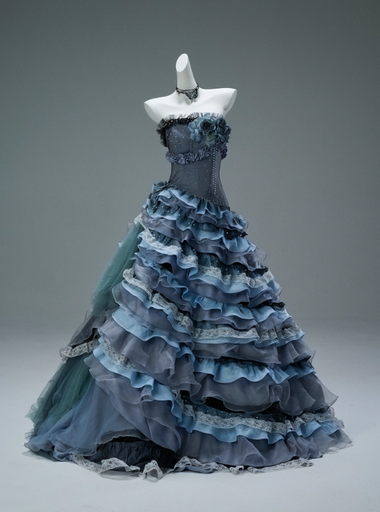 Hübsches Ballkleid Trägerlos Stufen Perlen Ballkleid Abendkleid Galakleider D2643