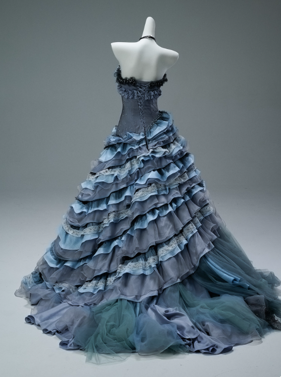 Pretty Prom Dress Strapless Tiered Pearl Ball Gown Evening Dress Gala Dresses D2643