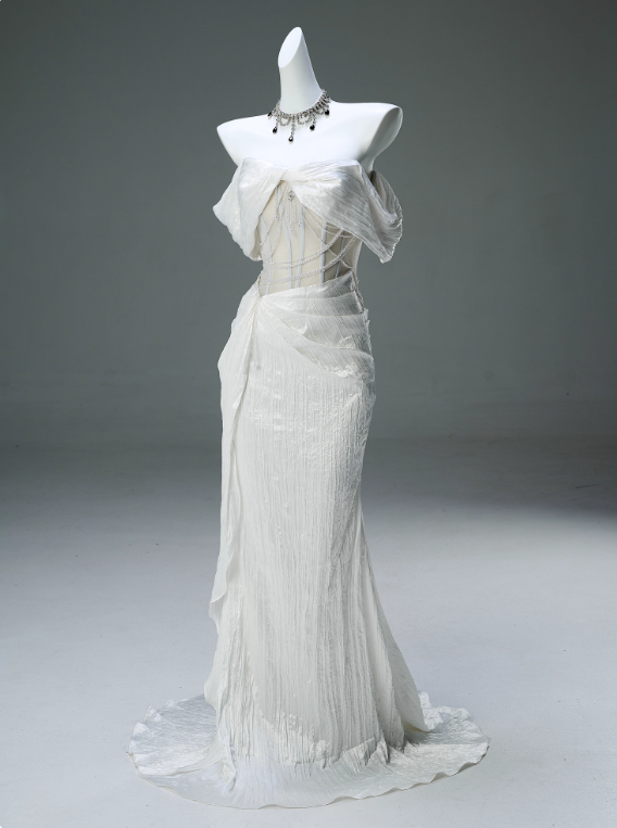 Elegant Prom Dress Off Shoulder Pleated Mermaid Prom Gown Evening Dress Gala Dresses D2647