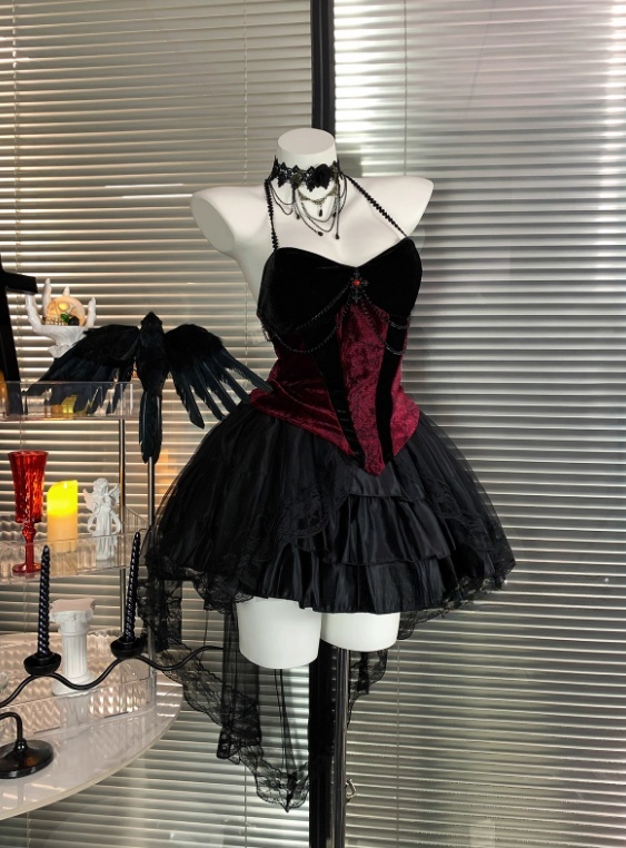 Pretty Halter Tulle Halloween Costumes Cosplay Dress Short Women Dress D2665