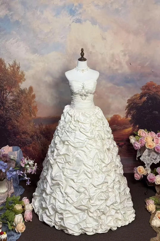 Robe de mariée élégante, bustier, plissée, robe de bal, robe de soirée, robe de gala, D2672