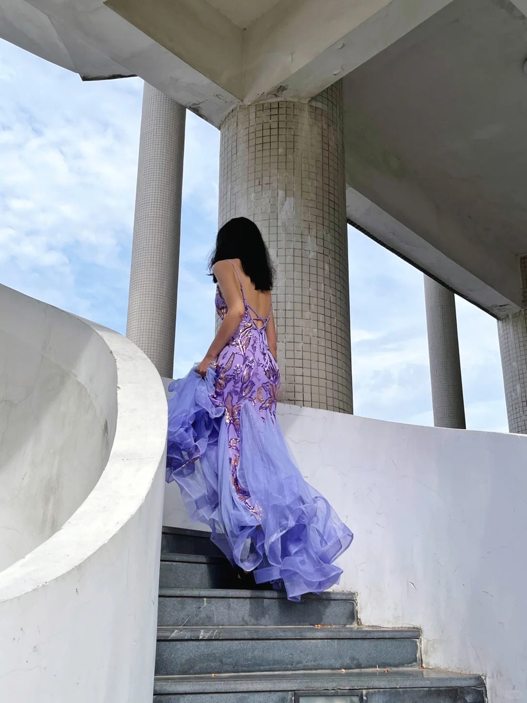 Stunning Prom Dress Spaghetti Straps Tulle Mermaid Prom Gown Evening Dress Party Dress D2684