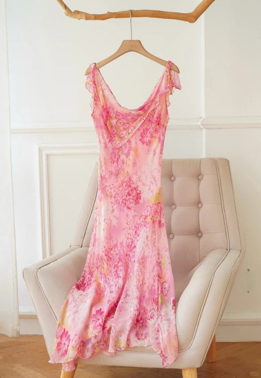 Superbe robe de bal imprimée à ourlet asymétrique, robe de soirée, robe de soirée D2686