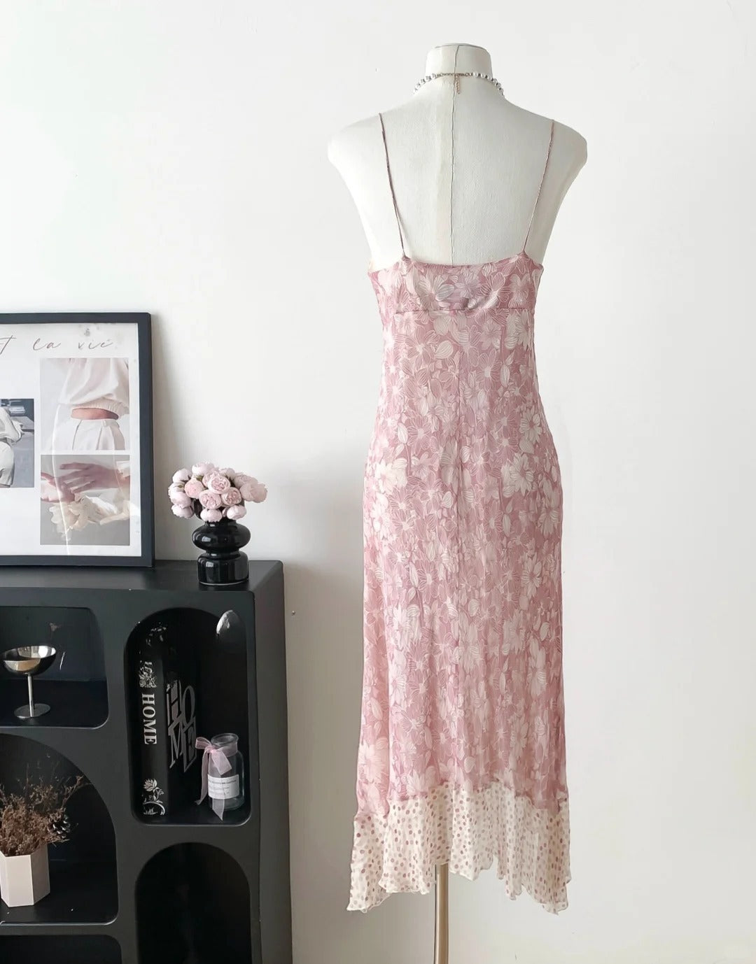 Robe de bal élégante à bretelles spaghetti et imprimé pois, robe de soirée D2688