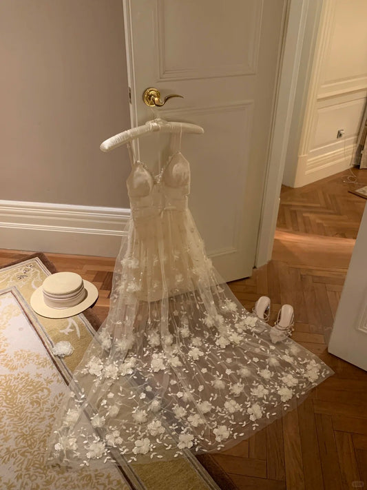 Atemberaubendes Ballkleid mit Spaghettiträgern und Blumenmuster, Geburtstagspartykleid D2704