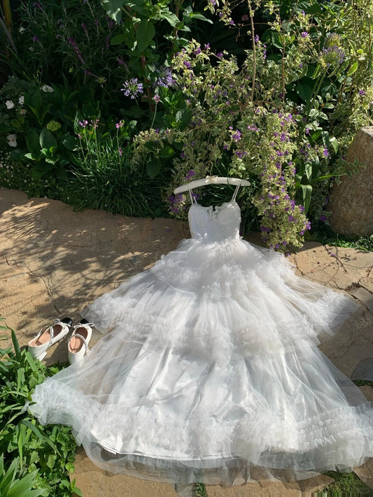 Hübsches Ballkleid Spaghettiträger Tüll Plissee Ballkleid Abendkleid Geburtstagspartykleid D2705