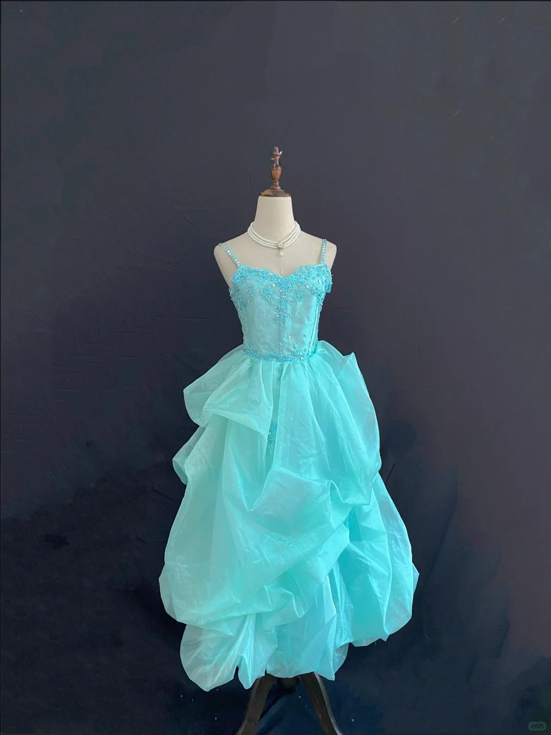 Square Spaghetti Straps Lace-up Pleated Short Prom Dress Dark Green