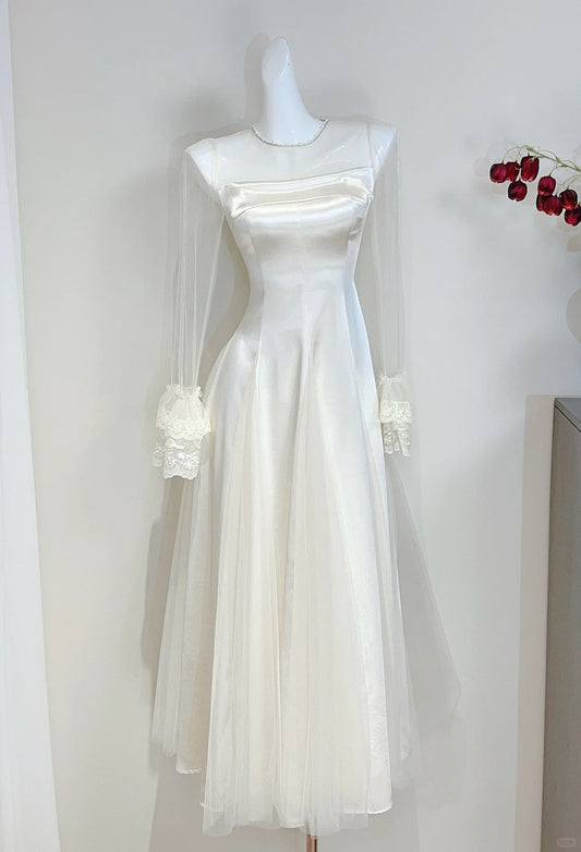 Robe de bal élégante à col ras du cou en tulle, robe de soirée, robe de gala D2725