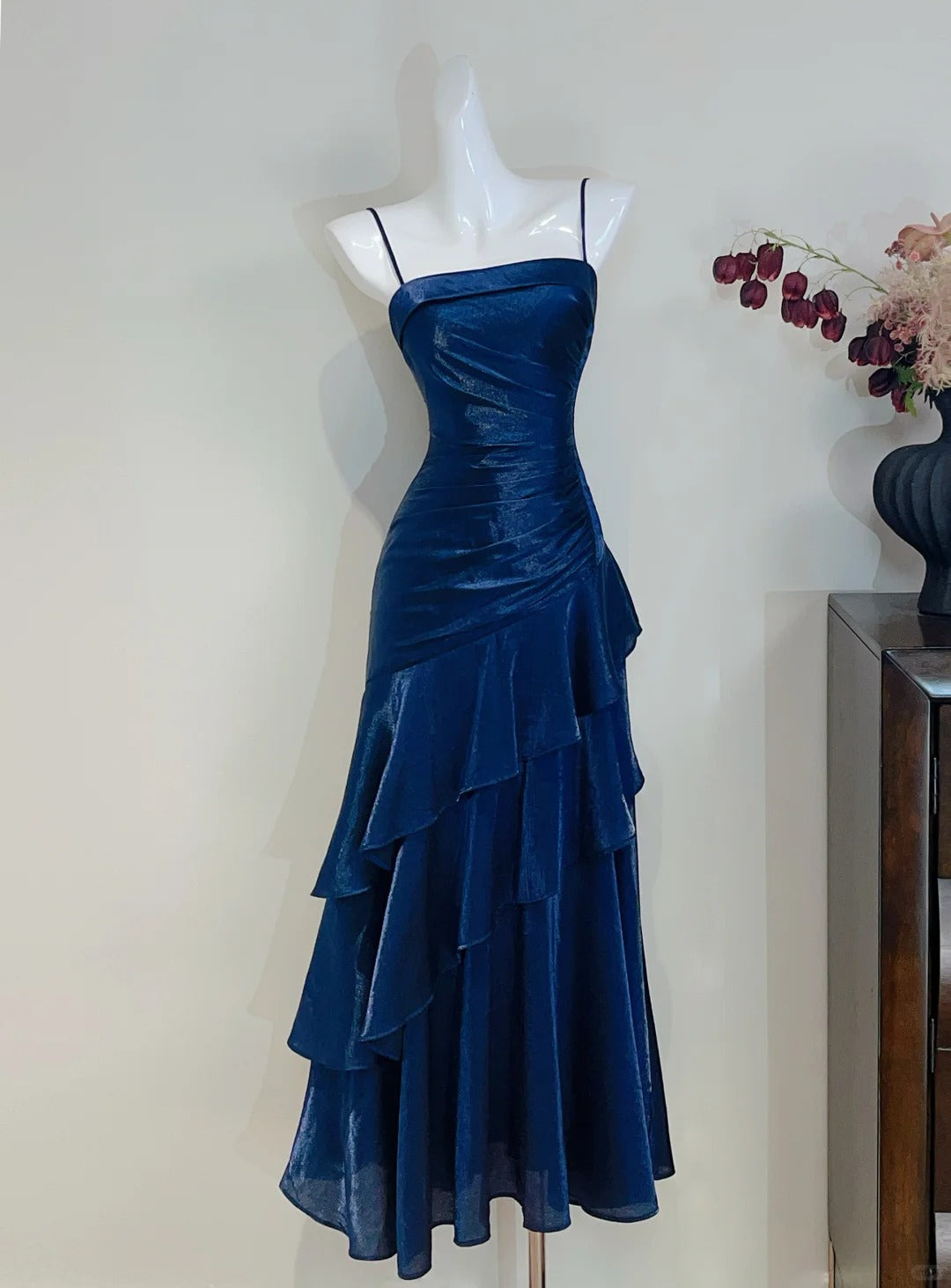 Charming Prom Dress Spaghetti Straps Pleated Evening Dress Gala Dress D2726