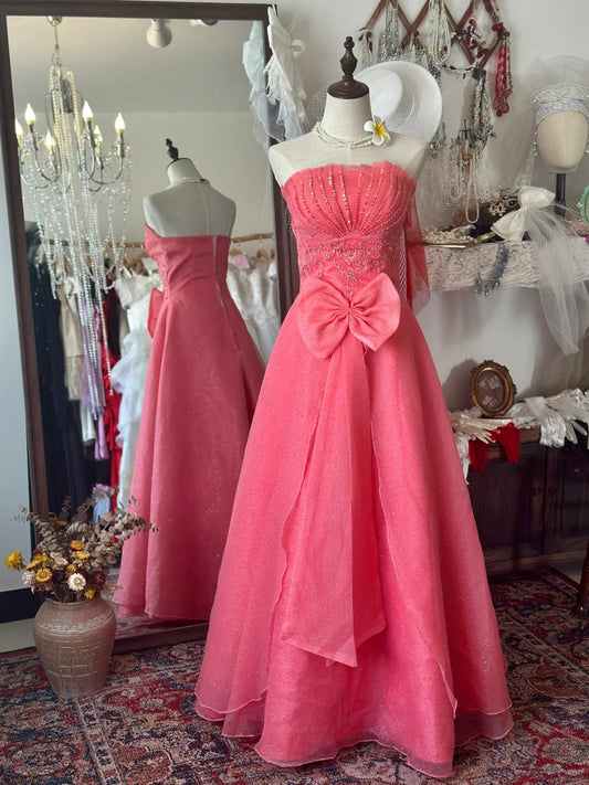 Charmante robe de bal trapèze sans bretelles à paillettes, robe de gala, robe de soirée, robe de bal D2739