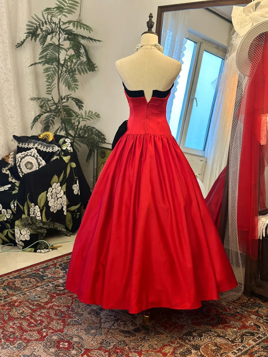 Jolie robe de bal trapèze à col en V et plissée, robe de soirée, robe de gala D2740