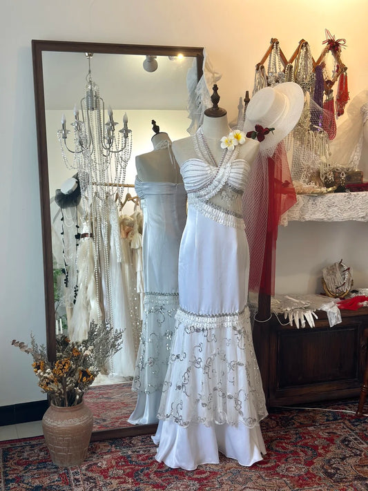 Charmante robe de bal dos nu plissée sirène robe de soirée robe de gala robe de soirée D2745