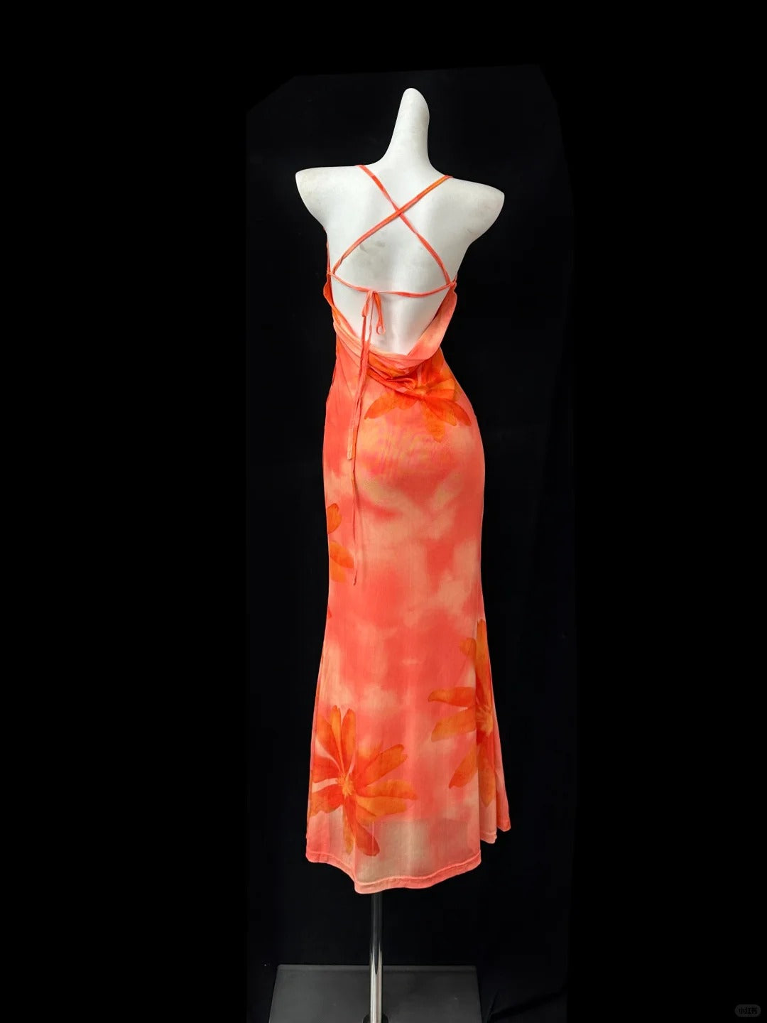 Stunning Women Dress Spaghetti Straps Backless Print Vacation Dress Birthday Party Outfits D2749